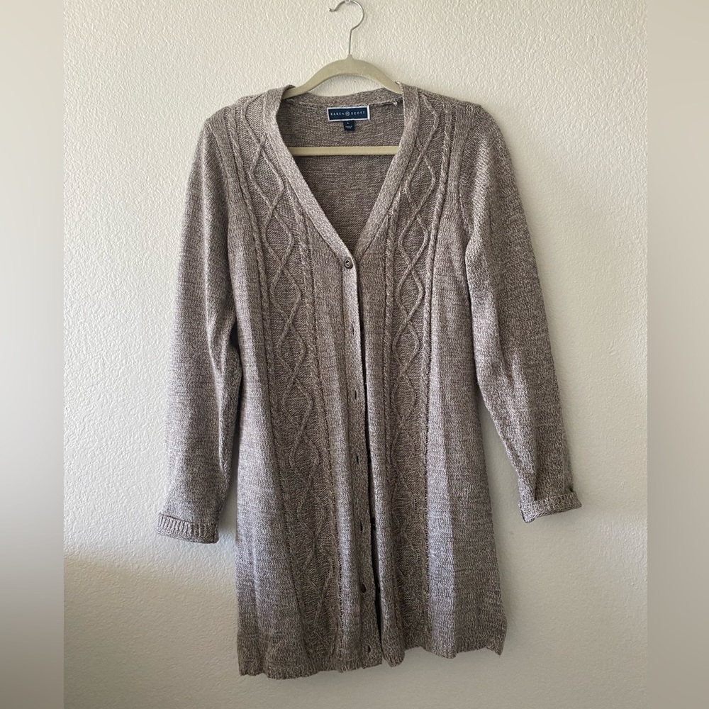 Karen Scott Gray Button-Up Cardigan